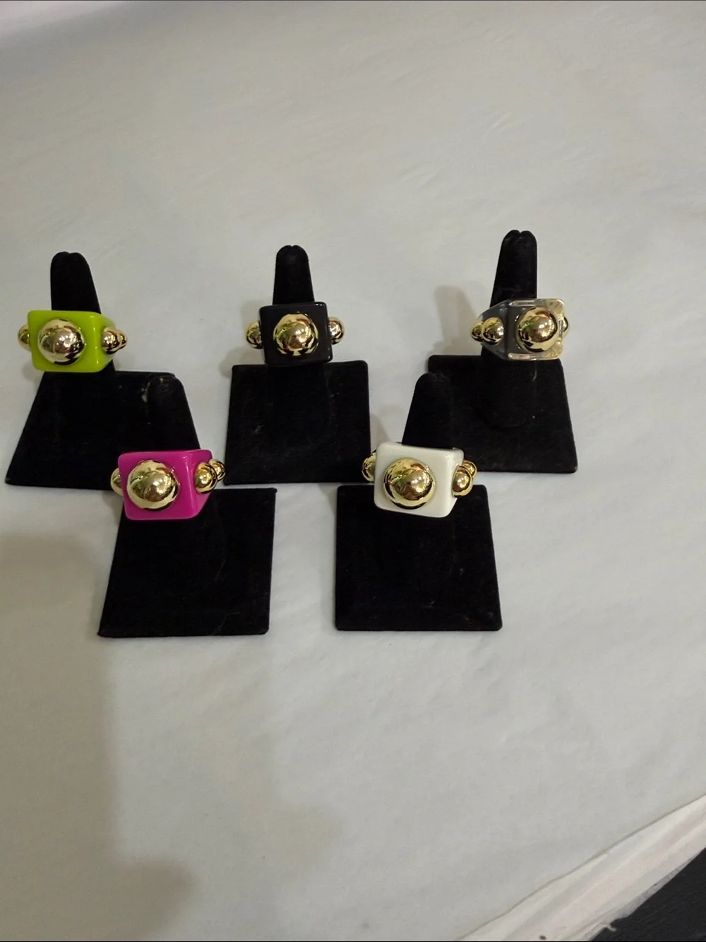 Bold Square Statement Ring in Green, Black, Pink, White, and Gray
